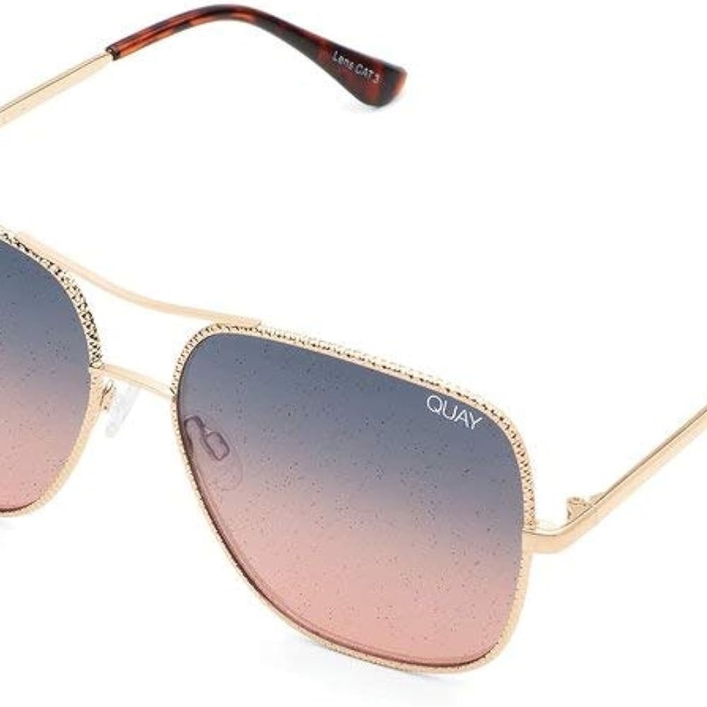 Quay Australia Gold and Pink Aviator Sunglasses